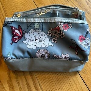 Adrienne Vittadini Blue Floral Cosmetic Bag